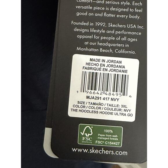 NEW Skechers Jacket Mens 3XL Hoodless Hoodie Full Zip Knit Sweat Mock Neck Navy - Picture 3 of 5